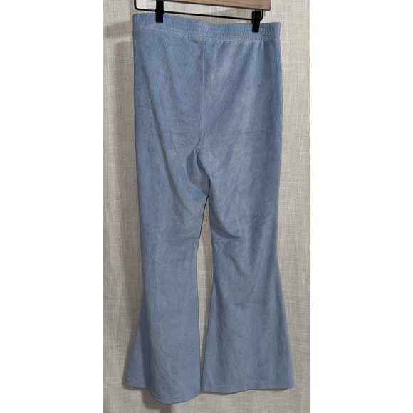 NWT Aerie Groove On Blue Sz M Corduroy Rib Velour Tracksuit Flare Pants Jacket - Picture 5 of 8